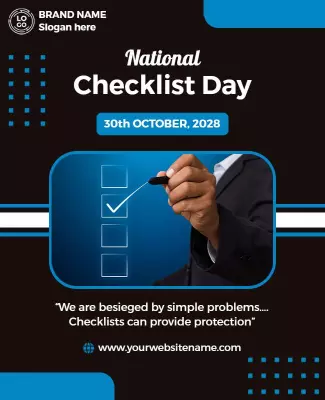 Modern Blue Checklist Day Celebration Poster Template