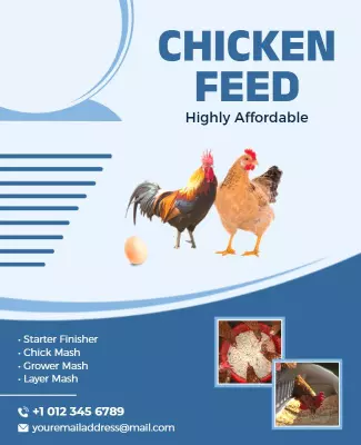 Modern Blue Chicken Feed Advertising Poster Template