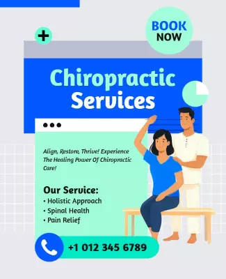 Modern Blue Chiropractic Services Booking Poster Template