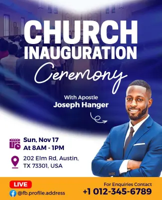 Modern Blue Church Inauguration Celebration Flyer Template
