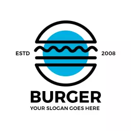 Modern Blue Circle Design for Tempting Burger Logo Template
