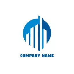 Modern Blue City Skyline Design Representing Urban Growth Logo Template