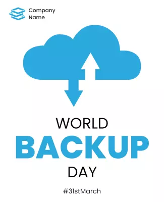 Modern Blue Cloud Computing World Backup Day Poster Template