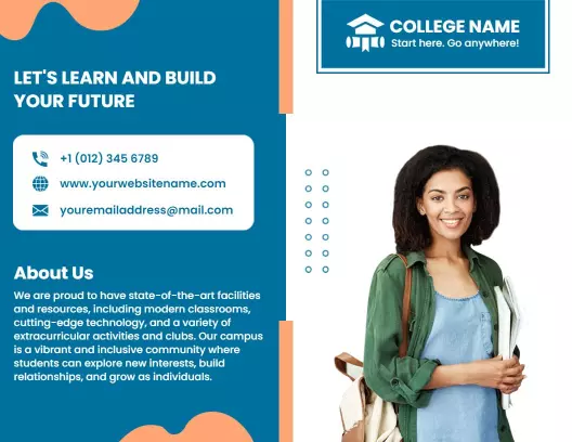 Modern Blue College Student Enrollment Information Brochure Template