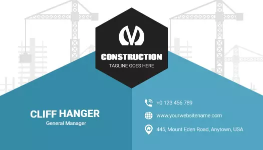 Modern Blue Construction Company Professional Business Card Template