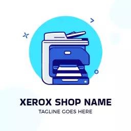 Modern Blue Copier Design Showcasing Xerox Business Services Logo Template