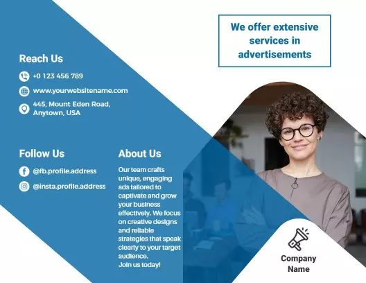 Modern Blue Corporate Advertising Services Brochure Template