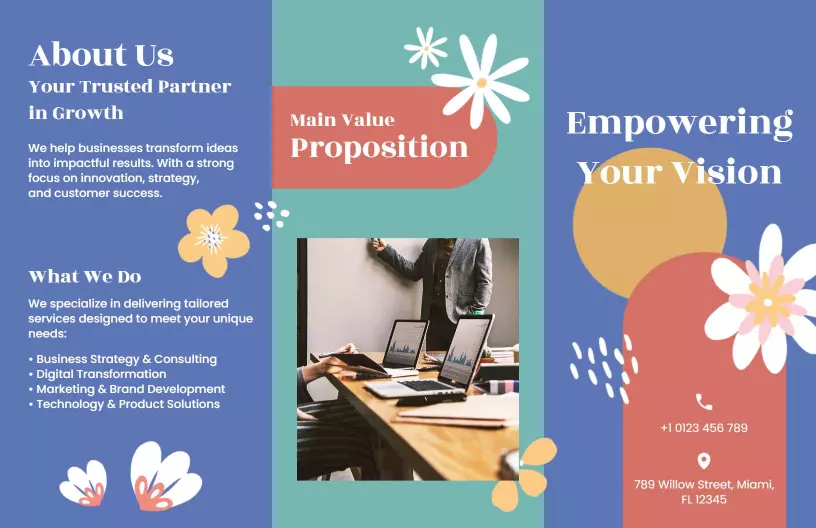 Modern Blue Corporate Growth Consulting Company Brochure Template
