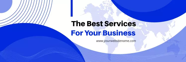 Modern Blue Curved Design Highlighting Services for Your Business Banner Template