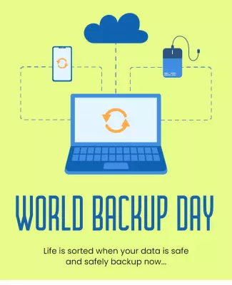 Modern Blue Data Protection World Backup Day Poster Template