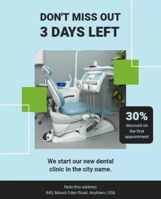 Modern Blue Dental Clinic Opening Soon Discount Flyer Template