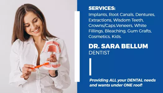Modern Blue Dental Services Overview Business Card Template