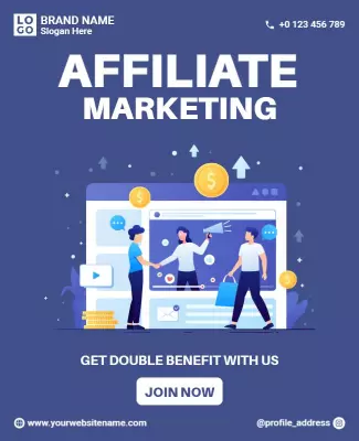 Modern Blue Digital Affiliate Marketing Promotion Poster Template