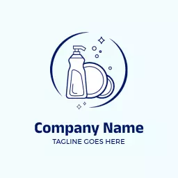 Modern Blue Dishwashing Liquid Design for Cleanliness Logo Template