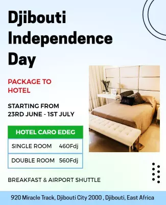 Modern Blue Djibouti Independence Day Hotel Package Poster Template