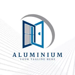 Modern Blue Door Design Highlighting Premium Aluminium Logo Template