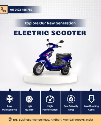 Modern Blue Electric Scooter Promotional Poster Template
