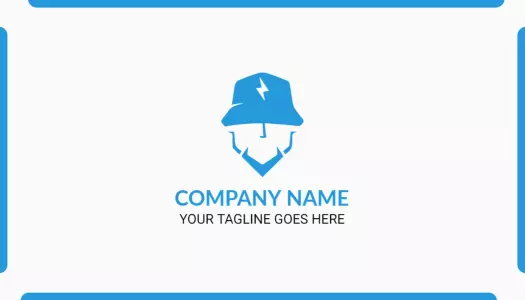 Modern Blue Electrician Logo Design Business Card Template