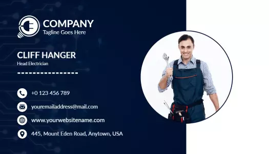 Modern Blue Electrician Services Professional Business Card Template