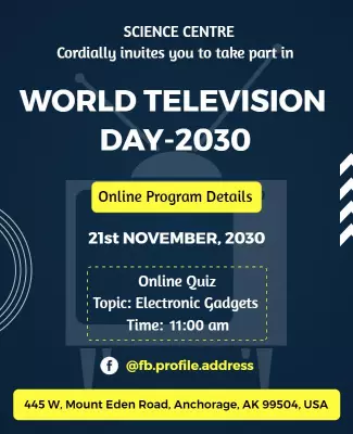 Modern Blue Electronic Quiz Invitation for World Television Day Poster Template