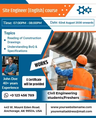 Modern Blue Engineering Course Announcement Poster Template