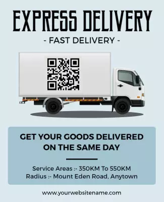 Modern Blue Express Delivery Service Poster Template