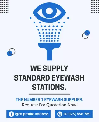 Modern Blue Eyewash Station Supply Promotional Poster Template