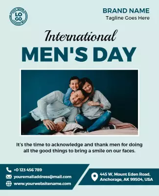 Modern Blue Family Celebration for International Men's Day Poster Template