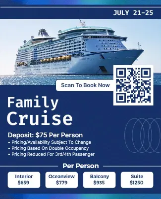 Modern Blue Family Cruise Promotion Flyer Template