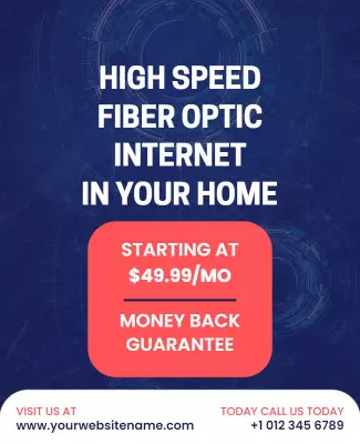 Modern Blue Fiber Optic Internet Service Promotion Poster Template