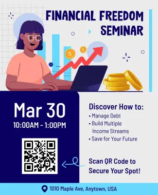 Modern Blue Financial Literacy Seminar Event Flyer Template