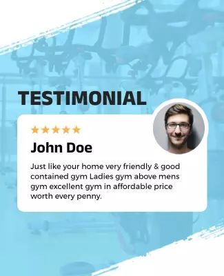 Modern Blue Fitness Gym Testimonial Poster Template