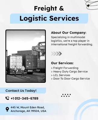 Modern Blue Freight and Logistic Services Information Poster Template