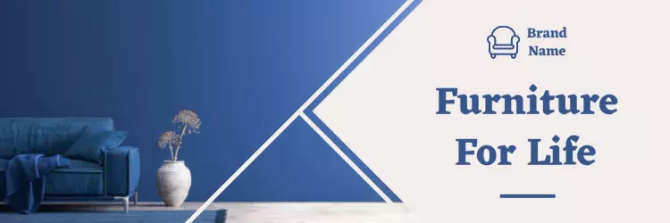 Modern Blue Furniture Showcase with Stylish Decor Twitter Banner Template