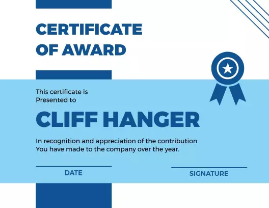 Modern Blue Geometric Design Award Recognition Certificate Template