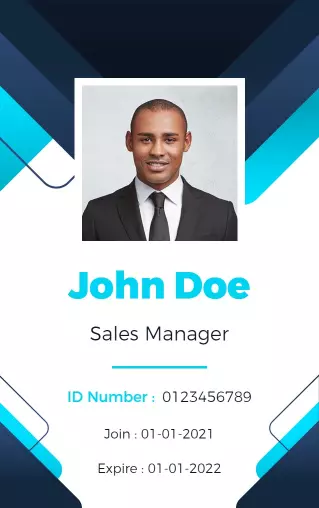 Modern Blue Geometric Professional Identity Card Template