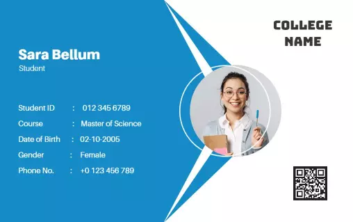 Modern Blue Geometric Student Identity Card Template