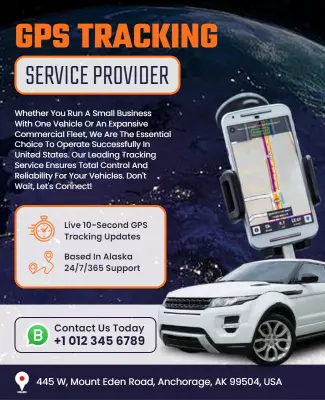 Modern Blue GPS Tracking Service Provider Poster Template