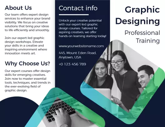 Modern Blue Graphic Design Training Workshop Brochure Template