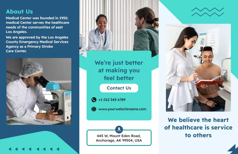 Modern Blue HealthCare Services and Patient Care Brochure Template