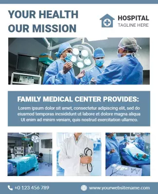 Modern Blue Healthcare Services Hospital Flyer Template
