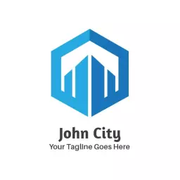 Modern Blue Hexagon Design Representing Urban City Logo Template