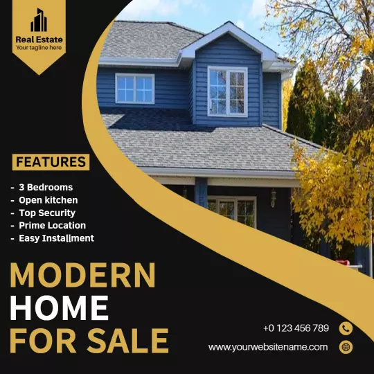 Modern Blue Home for Sale with Easy Installment Options Ad Template