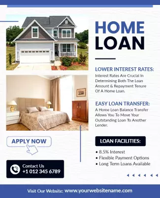 Modern Blue Home Loan Financing Information Poster Template
