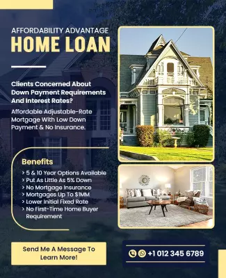 Modern Blue Home Loan Services Promotion Poster Template