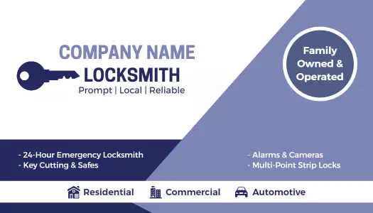 Modern Blue Key-Themed Locksmith Services Business Card Template