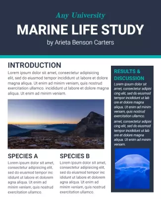 Modern Blue Marine Life Research Study Poster Template