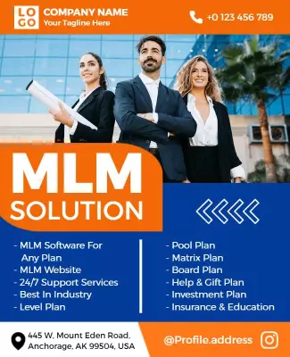 Modern Blue MLM Business Solution Services Poster Template