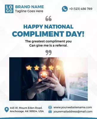 Modern Blue National Compliment Day Celebration Poster Template
