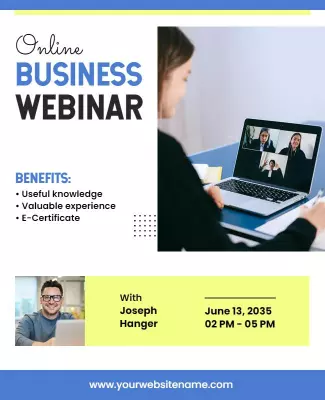 Modern Blue Online Business Webinar Promotion Poster Template